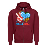 Burgundy america with heart Zipper Hoodie - HRA Design Shop