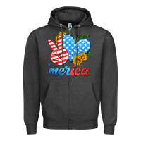 Charcoal Heather america with heart Zipper Hoodie - HRA Design Shop
