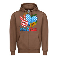 Chestnut america with heart Zipper Hoodie - HRA Design Shop
