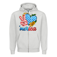 Dove Grey america with heart Zipper Hoodie - HRA Design Shop