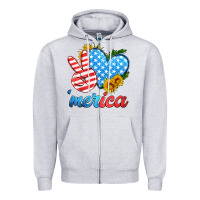 Heather Grey america with heart Zipper Hoodie - HRA Design Shop