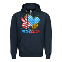 Navy america with heart Zipper Hoodie - HRA Design Shop