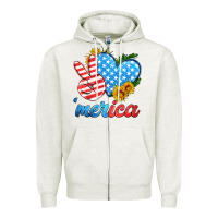Oatmeal Heather america with heart Zipper Hoodie - HRA Design Shop