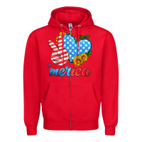 Red america with heart Zipper Hoodie - HRA Design Shop