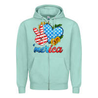Seafoam america with heart Zipper Hoodie - HRA Design Shop