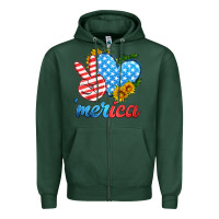 Sports Green america with heart Zipper Hoodie - HRA Design Shop