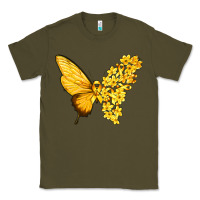 Army Green flowers and childhood cancer ribbon butterfly Classic Tee - texasbilliewilder