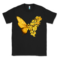 Black flowers and childhood cancer ribbon butterfly Classic Tee - texasbilliewilder