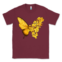 Burgundy flowers and childhood cancer ribbon butterfly Classic Tee - texasbilliewilder