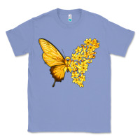 Colony Blue flowers and childhood cancer ribbon butterfly Classic Tee - texasbilliewilder