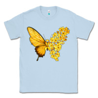 Dusty Blue flowers and childhood cancer ribbon butterfly Classic Tee - texasbilliewilder