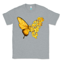 Heather Grey flowers and childhood cancer ribbon butterfly Classic Tee - texasbilliewilder