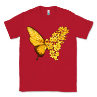 Red flowers and childhood cancer ribbon butterfly Classic Tee - texasbilliewilder