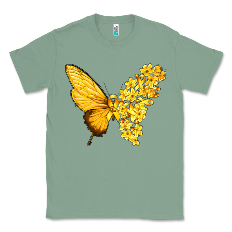 Flowers And Childhood Cancer Ribbon Butterfly Classic Tee by texasbilliewilder | Teevron