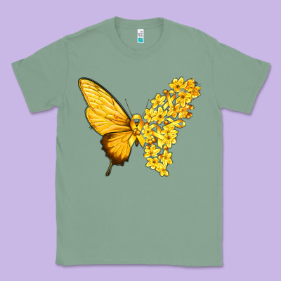 Flowers And Childhood Cancer Ribbon Butterfly Classic Tee Designed By Texasbilliewilder