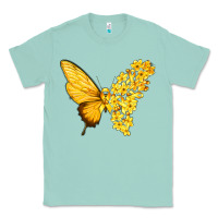 Seafoam flowers and childhood cancer ribbon butterfly Classic Tee - texasbilliewilder