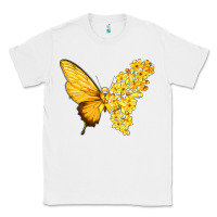 White flowers and childhood cancer ribbon butterfly Classic Tee - texasbilliewilder