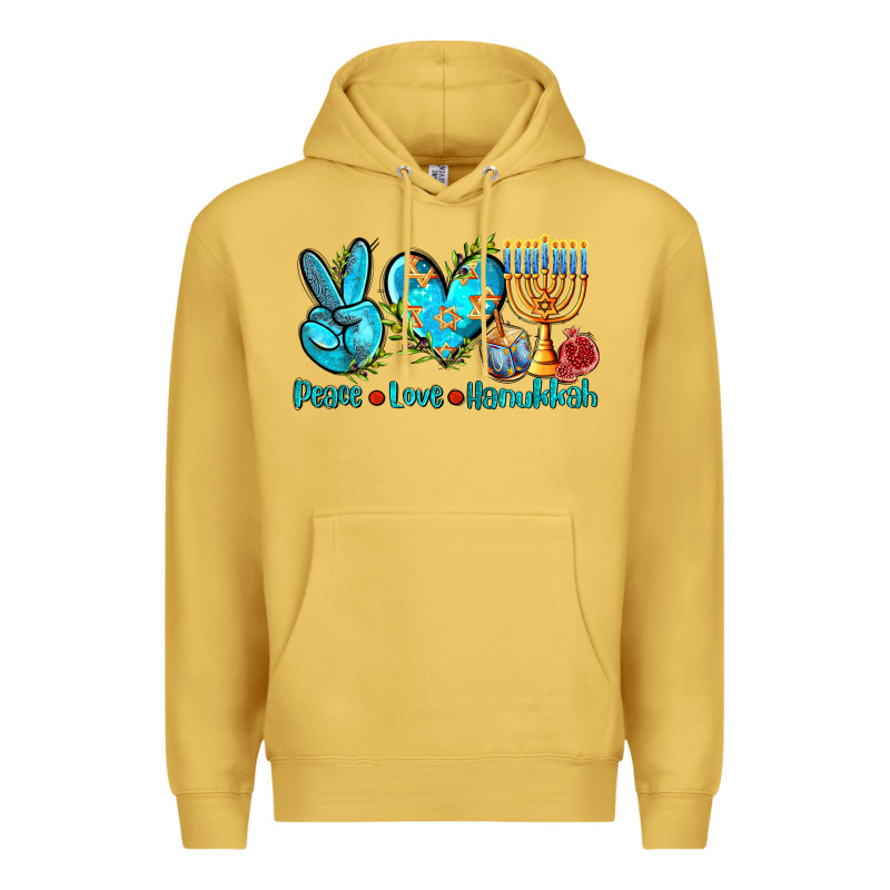 Peace Love Hanukkah Premium Hoodie by AdoDesignShop | Teevron