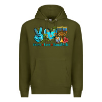 Army Green peace love hanukkah Premium Hoodie - AdoDesignShop