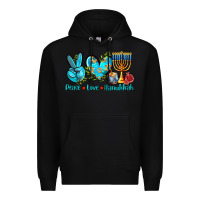 Black peace love hanukkah Premium Hoodie - AdoDesignShop