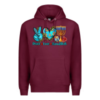 Burgundy peace love hanukkah Premium Hoodie - AdoDesignShop