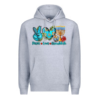 Heather Grey peace love hanukkah Premium Hoodie - AdoDesignShop