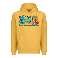 Mustard peace love hanukkah Premium Hoodie - AdoDesignShop