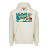 Oatmeal Heather peace love hanukkah Premium Hoodie - AdoDesignShop