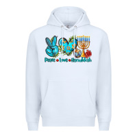 White peace love hanukkah Premium Hoodie - AdoDesignShop