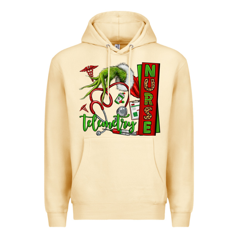 Grinch Hand Telemetry Nurse Premium Hoodie by NancyCooperArtShop | Teevron