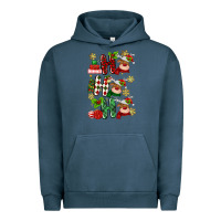 Pigment Midnight Navy ho ho ho reindeer Urban Hoodie - MaliasSmallBusiness