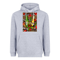 Heather Grey beer bottles with wheat and barley Heavyweight Hoodie - AdoDesignShop