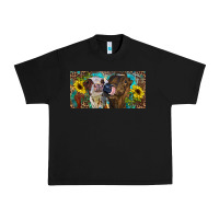 Black Heifers With Sunflowers And Leopard Urban Heavy Tee - RanaPortraitStore