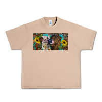 Burro Heifers With Sunflowers And Leopard Urban Heavy Tee - RanaPortraitStore