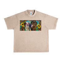 French Oak Heifers With Sunflowers And Leopard Urban Heavy Tee - RanaPortraitStore