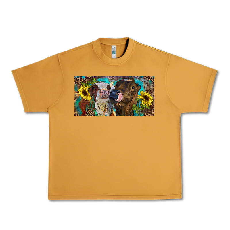 Heifers With Sunflowers And Leopard Urban Heavy Tee by RanaPortraitStore | Teevron