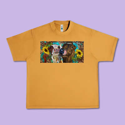 Heifers With Sunflowers And Leopard Urban Heavy Tee Designed By Ranaportraitstore