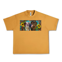 Peanut Butter Heifers With Sunflowers And Leopard Urban Heavy Tee - RanaPortraitStore