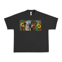 Pigment Black Heifers With Sunflowers And Leopard Urban Heavy Tee - RanaPortraitStore