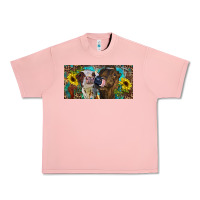 Salmon Heifers With Sunflowers And Leopard Urban Heavy Tee - RanaPortraitStore