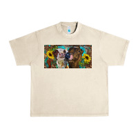 Sandshell Heifers With Sunflowers And Leopard Urban Heavy Tee - RanaPortraitStore