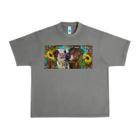Tornado Heifers With Sunflowers And Leopard Urban Heavy Tee - RanaPortraitStore