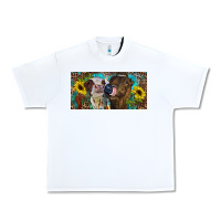 White Heifers With Sunflowers And Leopard Urban Heavy Tee - RanaPortraitStore