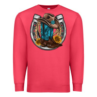 Cardinal western horseshoe boots hat rope sunflower Premium Sweatshirt - AdoDesignShop