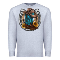 Heather Grey western horseshoe boots hat rope sunflower Premium Sweatshirt - AdoDesignShop