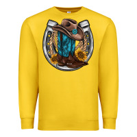 Lemon western horseshoe boots hat rope sunflower Premium Sweatshirt - AdoDesignShop