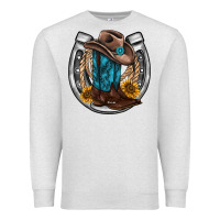 Oatmeal Heather western horseshoe boots hat rope sunflower Premium Sweatshirt - AdoDesignShop