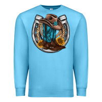 Ocean Blue western horseshoe boots hat rope sunflower Premium Sweatshirt - AdoDesignShop