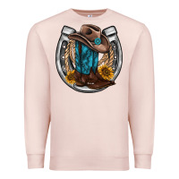 Pale Pink western horseshoe boots hat rope sunflower Premium Sweatshirt - AdoDesignShop