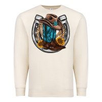 Sandshell western horseshoe boots hat rope sunflower Premium Sweatshirt - AdoDesignShop